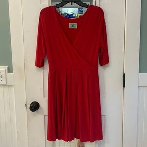 Judith March Bright Red Jersey Knit Fit and Flare Size Large L